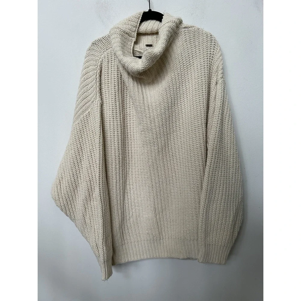 Free People Swim Too Deep Sweater L Ivory Chunky Knit Oversized Slouchy Cozy